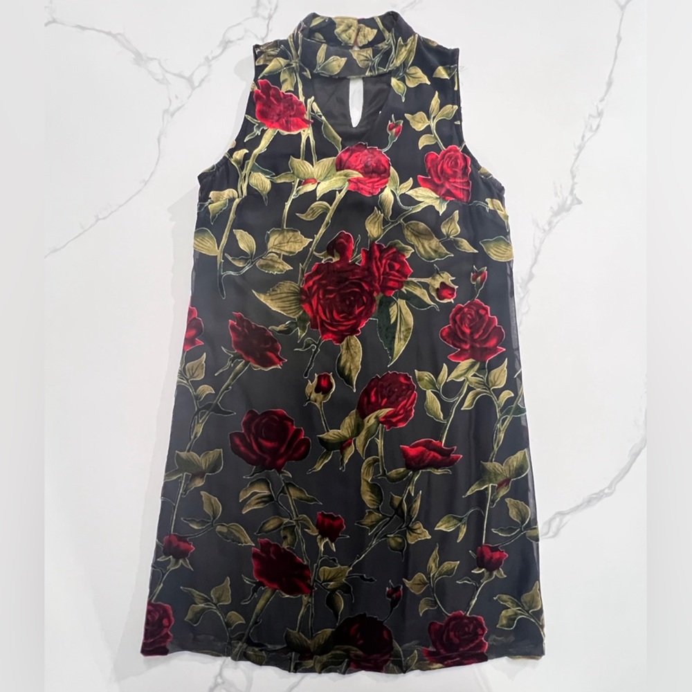 ADIVA floral sleeveless mock neck dress size small great condition